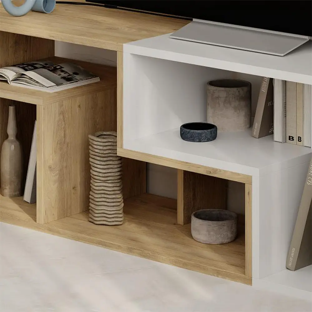 Έπιπλο τηλεόρασης Glis Megapap πολυμορφικό χρώμα sapphire oak - λευκό 145x35x44,8εκ. - GP037-0260,1 Έπιπλο τηλεόρασης Glis Megapap πολυμορφικό χρώμα sapphire oak - λευκό 145x35x44,8εκ. - GP037-0260,1
