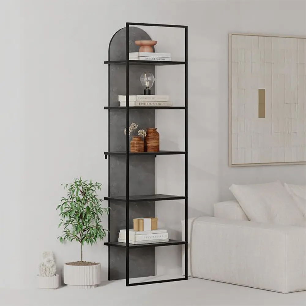 Βιβλιοθήκη Archy Megapap χρώμα γκρι ρετρό 53x31,7x180εκ. - GP037-0261,2