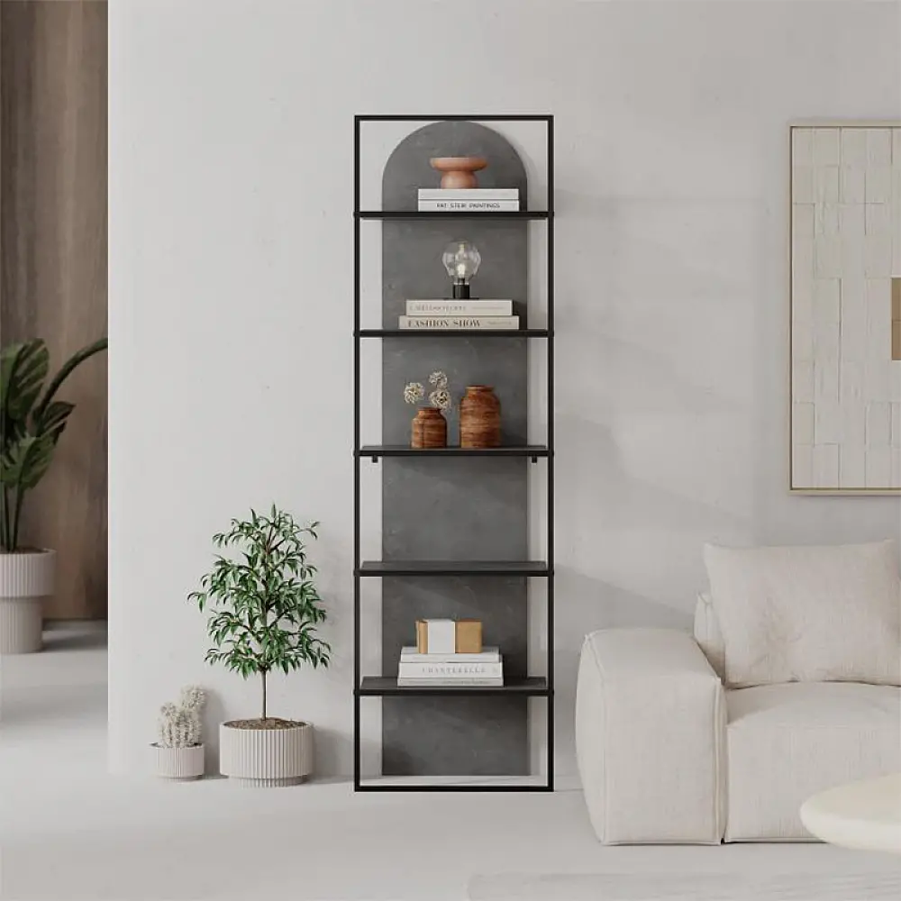 Βιβλιοθήκη Archy Megapap χρώμα γκρι ρετρό 53x31,7x180εκ. - GP037-0261,2