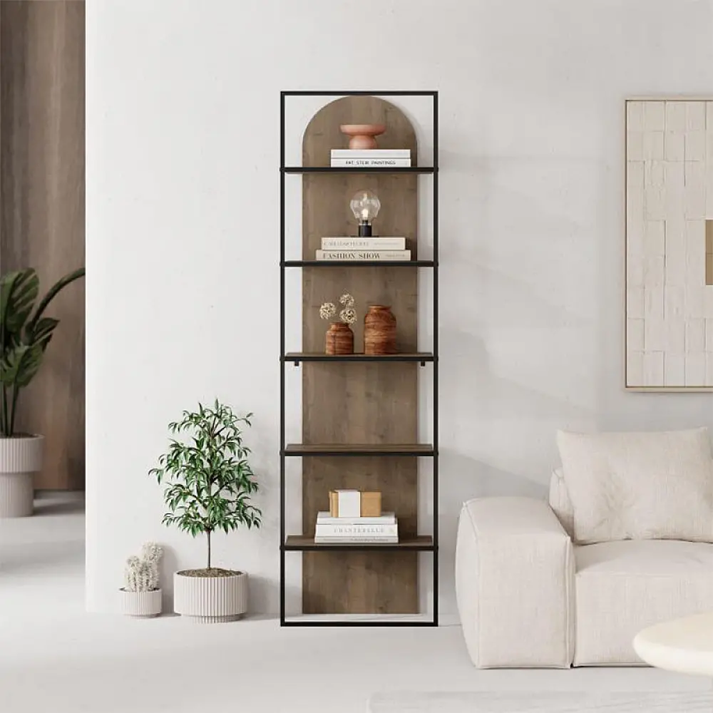 Βιβλιοθήκη Archy Megapap χρώμα ανοιχτό καρυδί 53x31,7x180εκ. - GP037-0261,3