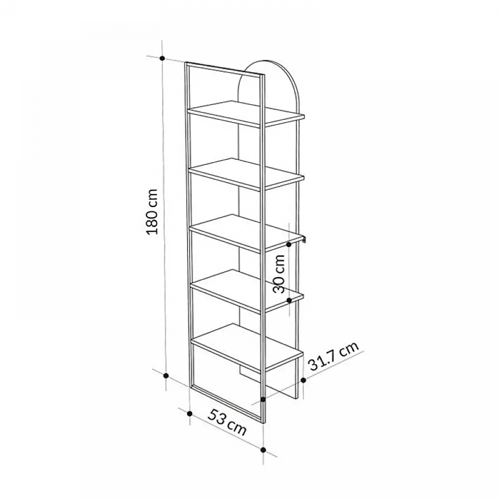 Βιβλιοθήκη Archy Megapap χρώμα ανοιχτό καρυδί 53x31,7x180εκ. - GP037-0261,3