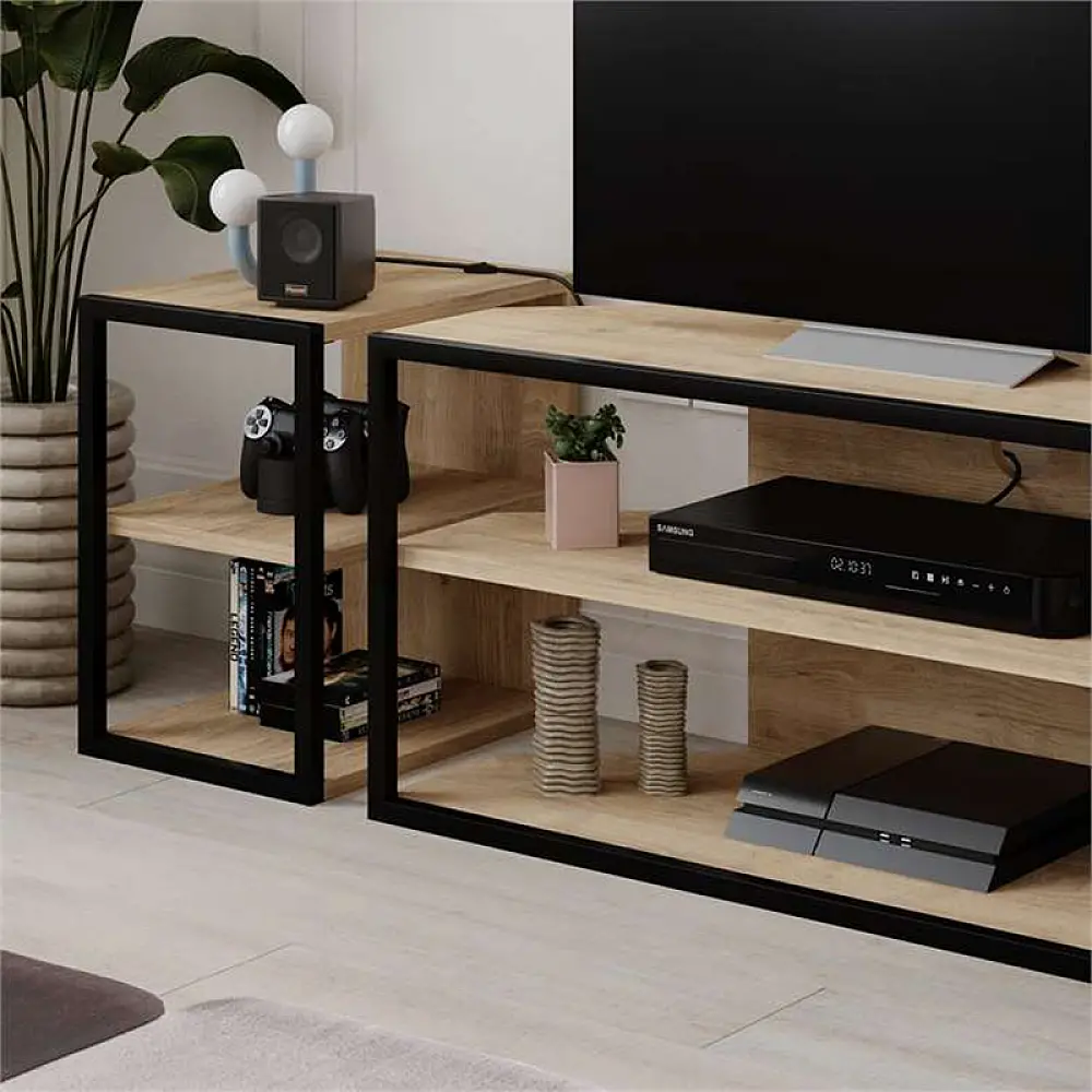 Έπιπλο τηλεόρασης γωνιακό Echo Megapap χρώμα sapphire oak 98x37x45εκ. - GP037-0262,2