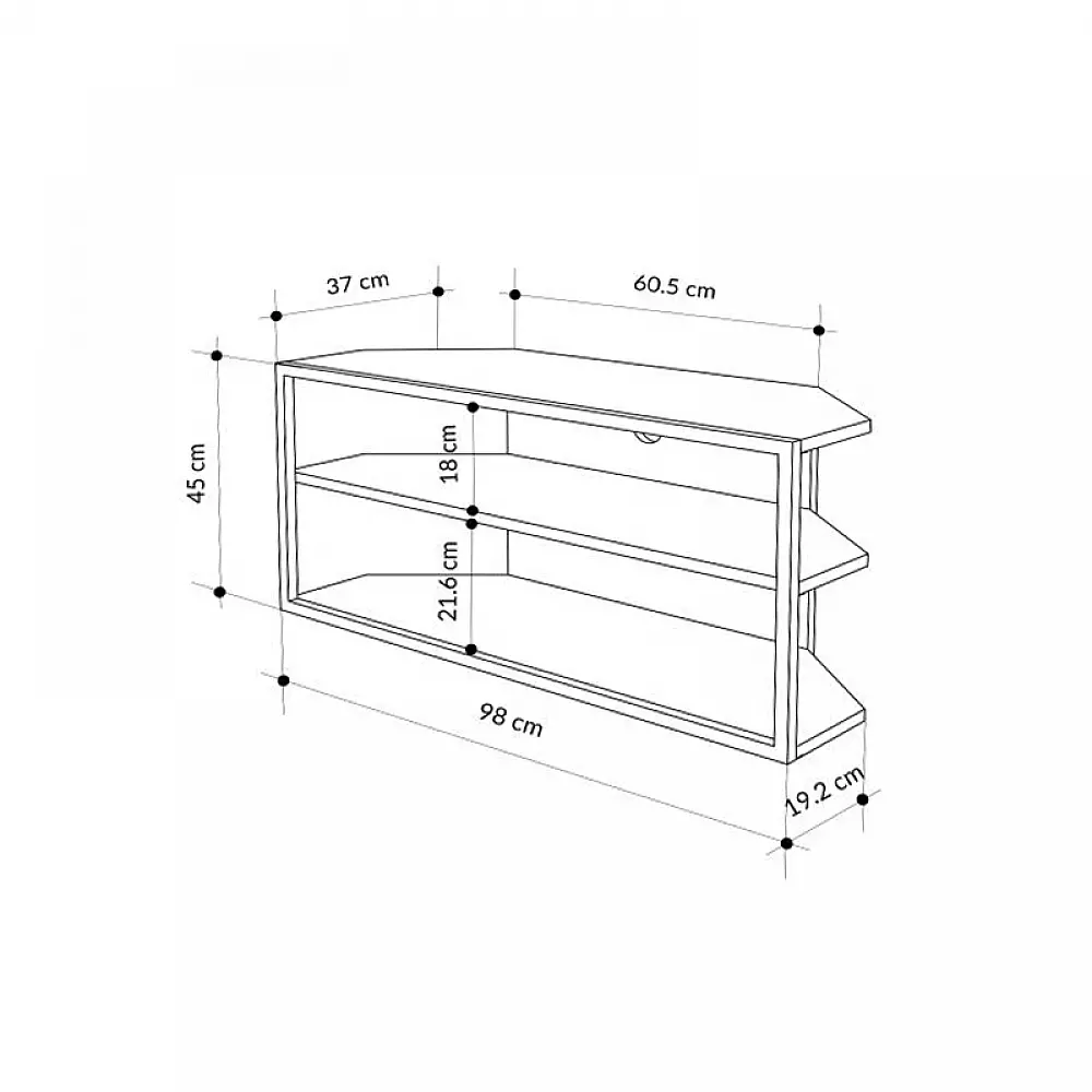 Έπιπλο τηλεόρασης γωνιακό Echo Megapap χρώμα sapphire oak 98x37x45εκ. - GP037-0262,2