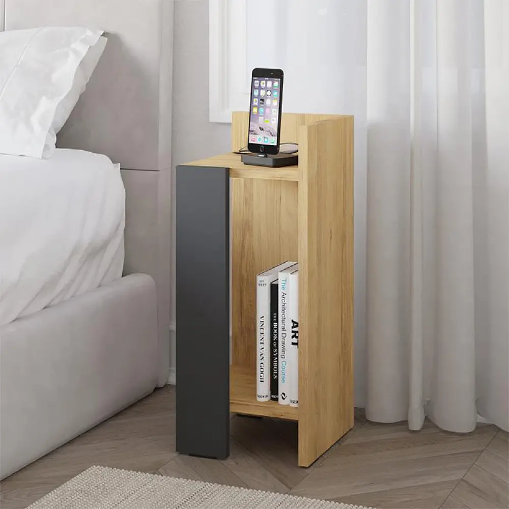 Κομοδίνο Elos Megapap δεξί χρώμα sapphire oak - ανθρακί 25x27x60εκ. - GP037-0264,2