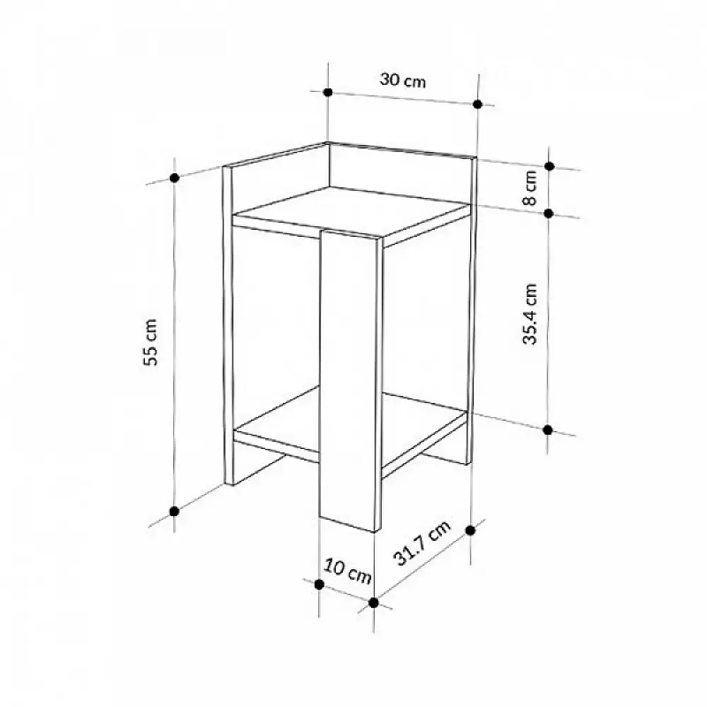 Κομοδίνο Elos Megapap δεξί χρώμα black wood 25x27x60εκ. | GP037-0264,3