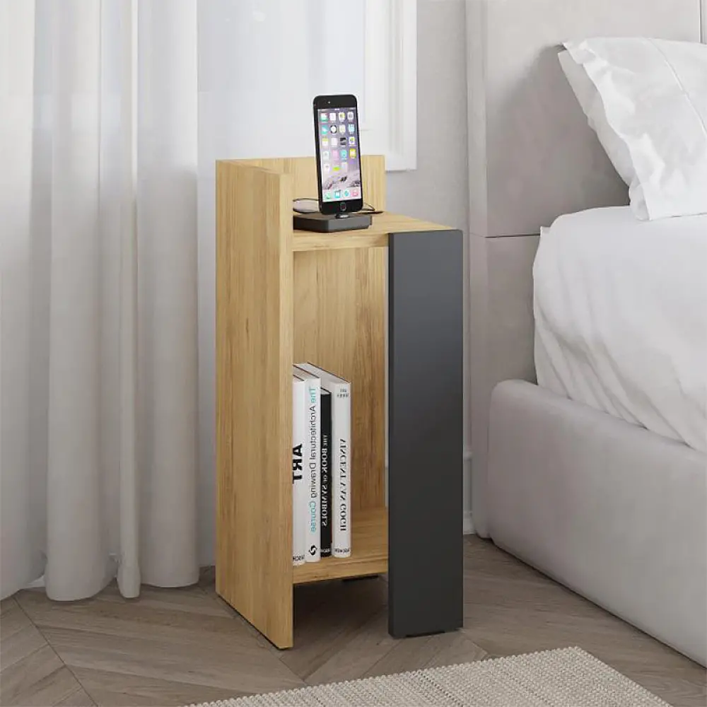 Κομοδίνο Elos Megapap αριστερό χρώμα sapphire oak - ανθρακί 25x27x60εκ. - GP037-0265,2