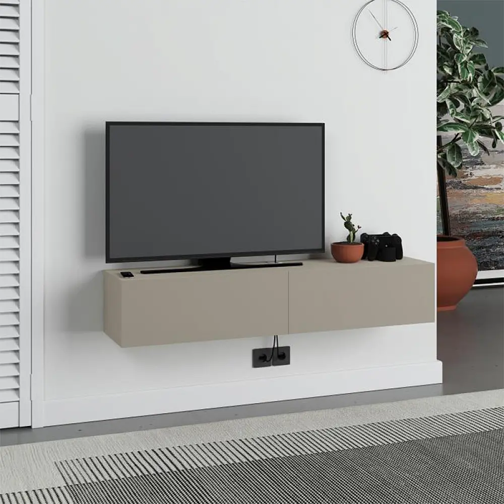 Έπιπλο τηλεόρασης επιτοίχιο Francy Megapap χρώμα sandstone 135x31,7x25εκ. - GP037-0266,1