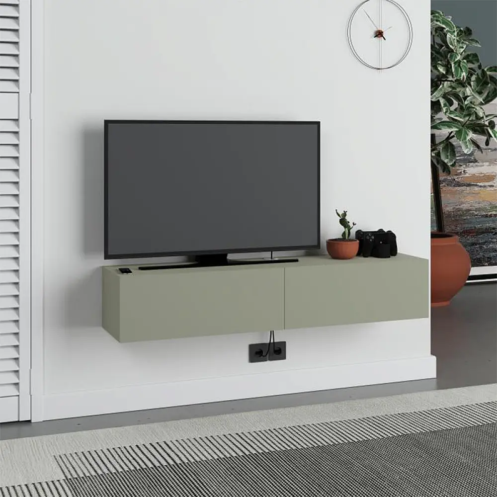 Έπιπλο τηλεόρασης επιτοίχιο Francy Megapap χρώμα ash green 135x31,7x25εκ. - GP037-0266,2