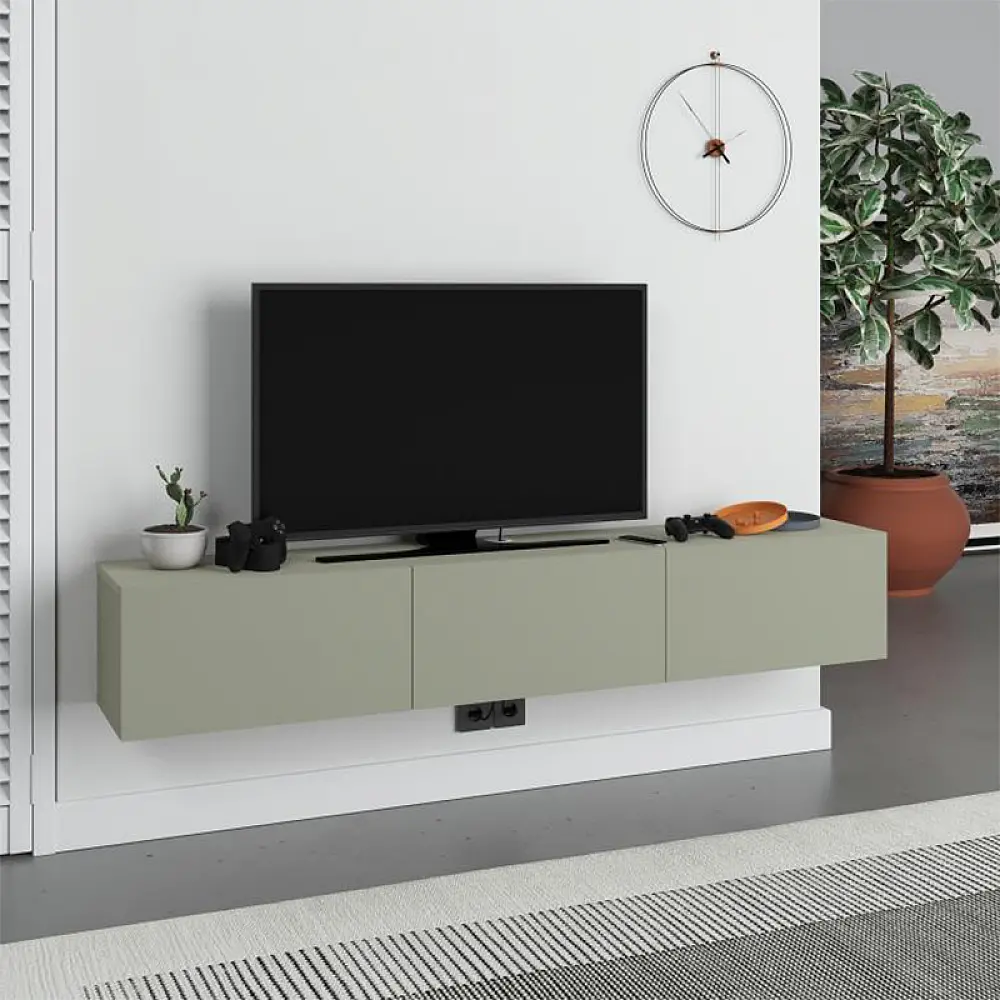Έπιπλο τηλεόρασης επιτοίχιο Francy Megapap χρώμα ash green 180x30x30εκ. - GP037-0267,2