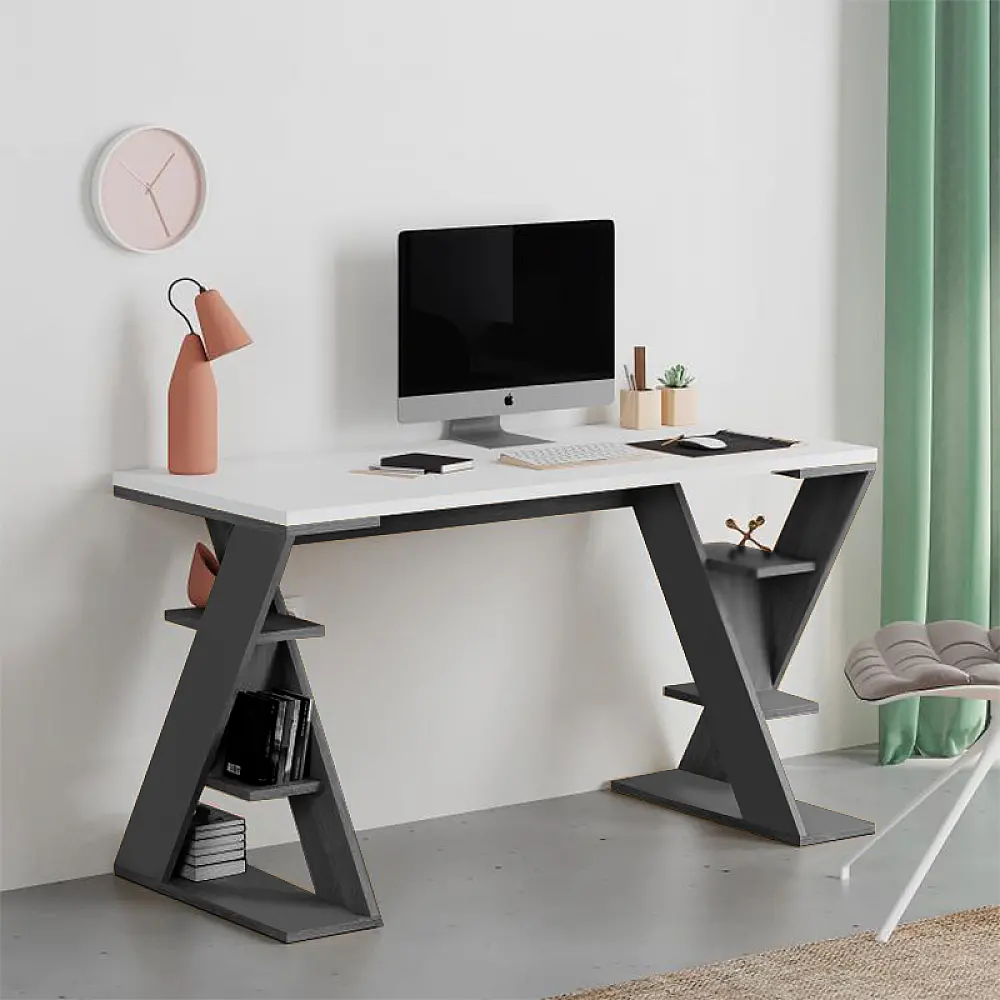 Γραφείο εργασίας Papillon Megapap χρώμα ανθρακί - λευκό 137x60x75εκ - GP037-0268,1