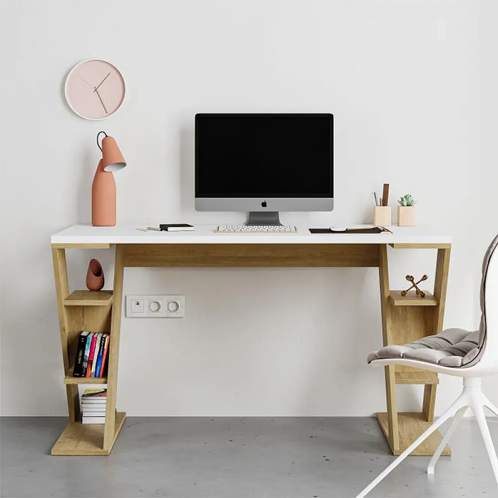 Γραφείο εργασίας Papillon Megapap χρώμα sapphire oak - λευκό 137x60x75εκ - GP037-0268,2