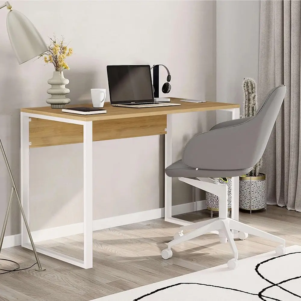 Γραφείο εργασίας Inna Megapap χρώμα sapphire oak - λευκό 100x60x75εκ. | GP037-0274,3