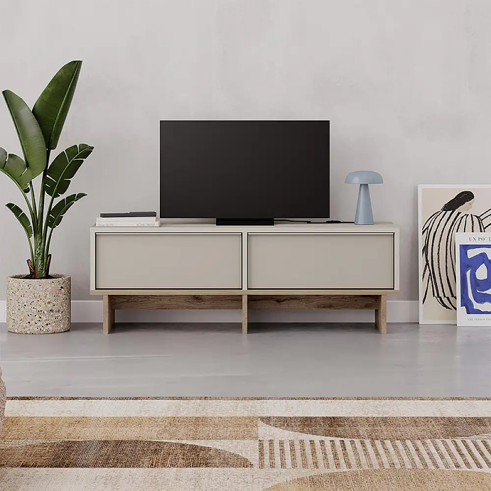 Έπιπλο τηλεόρασης Yuki Megapap χρώμα sandstone - sepet oak 118x35x40,6εκ. | GP037-0275,1