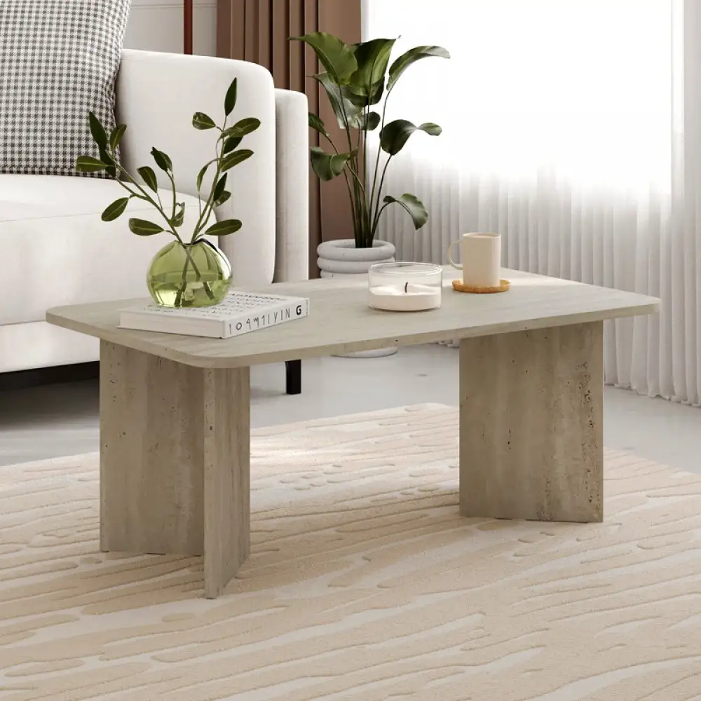 Τραπεζάκι σαλονιού Sam Megapap χρώμα neo travertine 100x60x41,8εκ. | GP037-0276,1