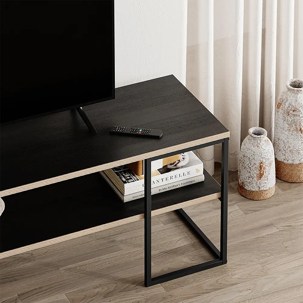 Έπιπλο τηλεόρασης Friday Megapap χρώμα black wood 140x37x45εκ. | GP037-0278,1