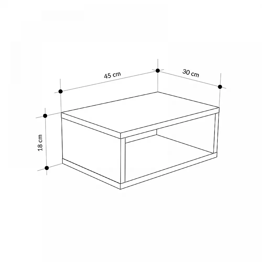 Κομοδίνο επιτοίχιο Brik Megapap με LED χρώμα λευκό - γκρι ρετρό 45x30x18εκ. | GP037-0280,2
