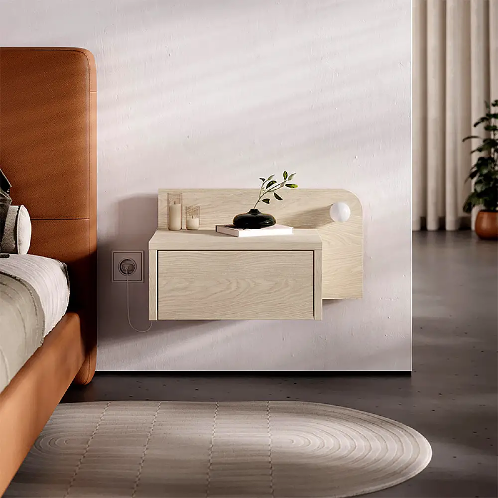 Κομοδίνο επιτοίχιο Dotta Megapap με LED χρώμα light oak 52x33,6x28εκ. | GP037-0281,2