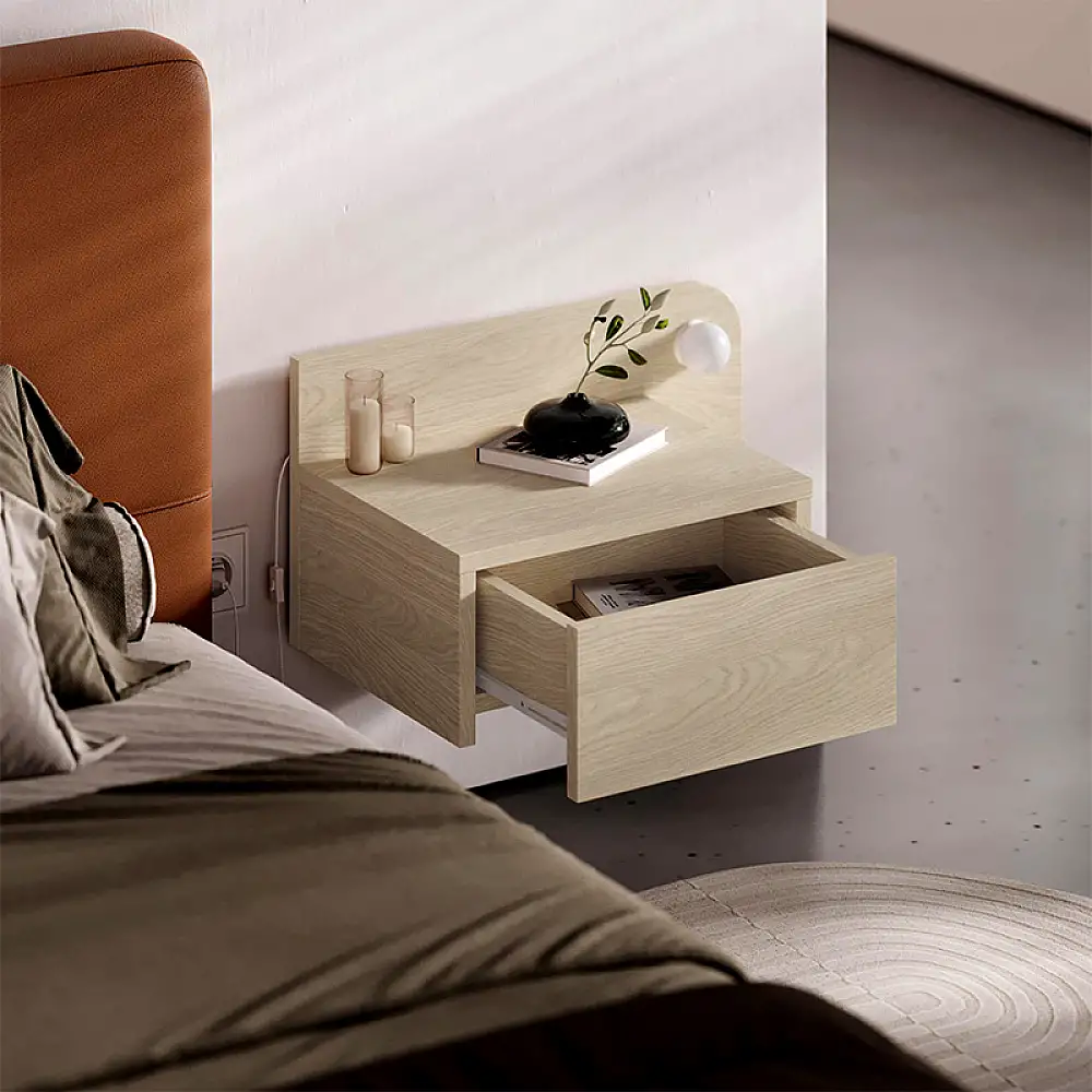 Κομοδίνο επιτοίχιο Dotta Megapap με LED χρώμα light oak 52x33,6x28εκ. | GP037-0281,2