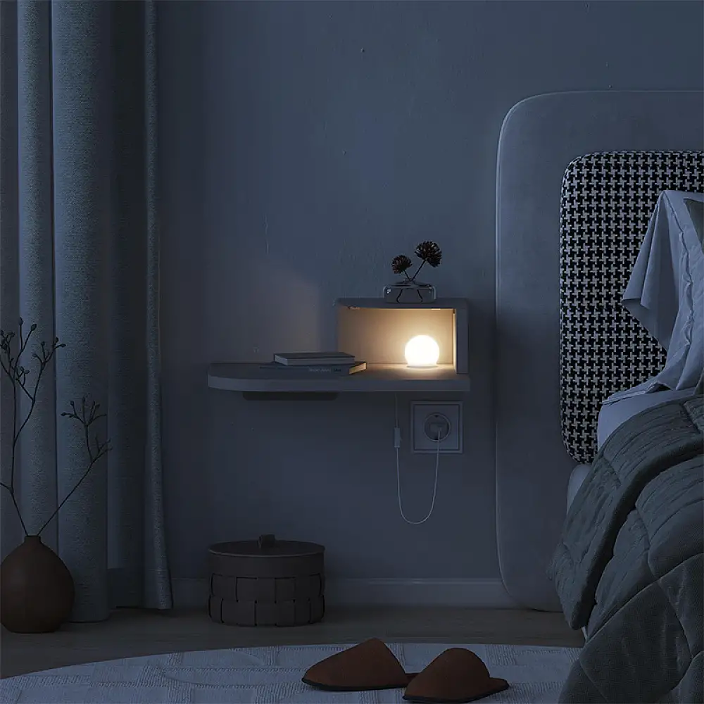 Κομοδίνο επιτοίχιο Luno Megapap με LED χρώμα sandstone 40x30x16,2εκ. | GP037-0282,1