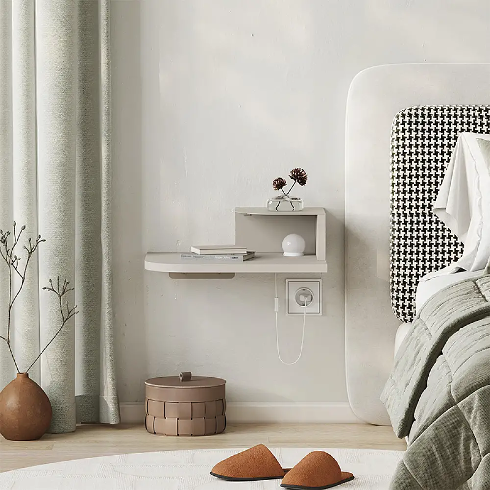 Κομοδίνο επιτοίχιο Luno Megapap με LED χρώμα sandstone 40x30x16,2εκ. | GP037-0282,1