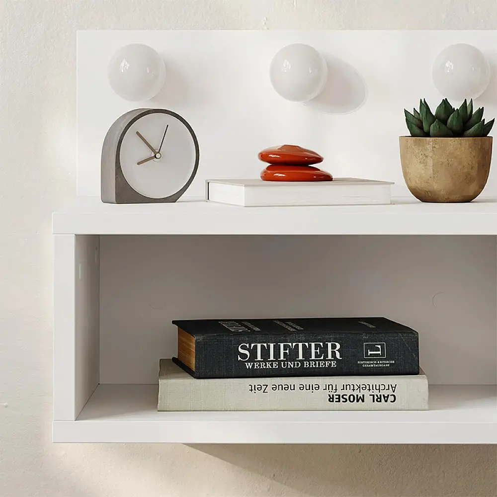 Κομοδίνο επιτοίχιο Treo Megapap με LED χρώμα λευκό 40x30x33,8εκ. | GP037-0283,1