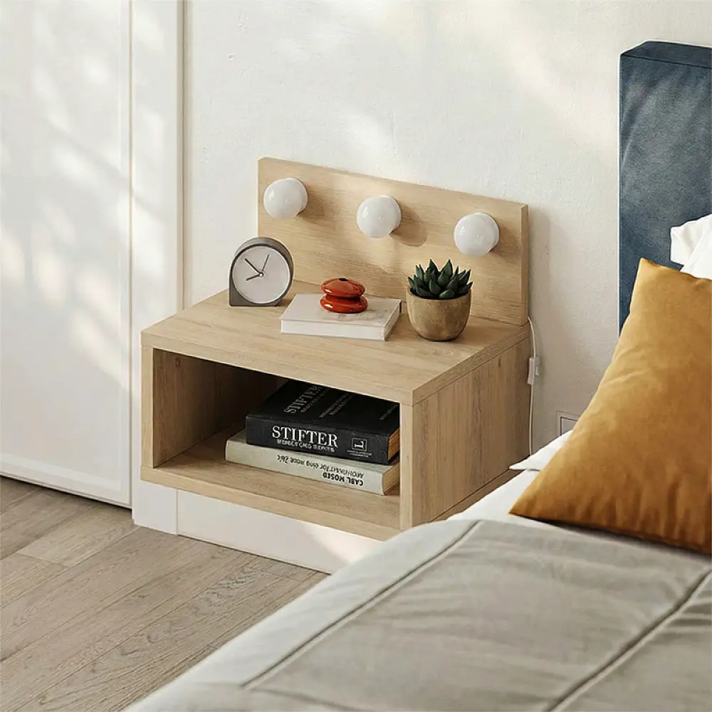 Κομοδίνο επιτοίχιο Treo Megapap με LED χρώμα sapphire oak 40x30x33,8εκ. | GP037-0283,2