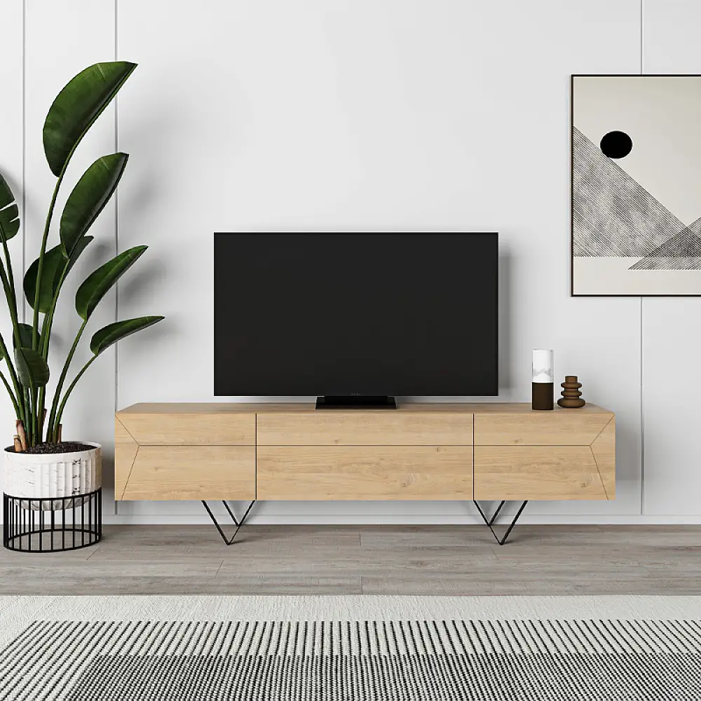 Έπιπλο τηλεόρασης Jacomen Megapap χρώμα sapphire oak 160x35x43εκ. | GP037-0288,1