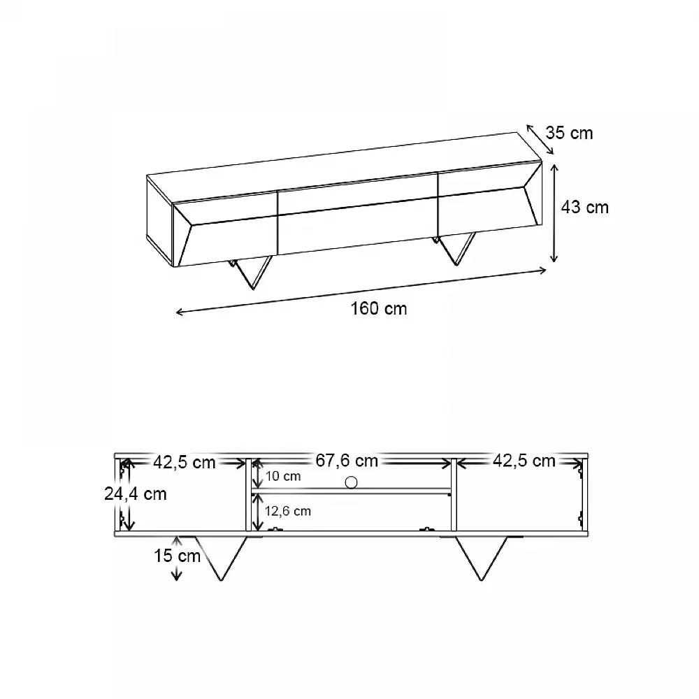 Έπιπλο τηλεόρασης Jacomen Megapap χρώμα sapphire oak 160x35x43εκ. | GP037-0288,1