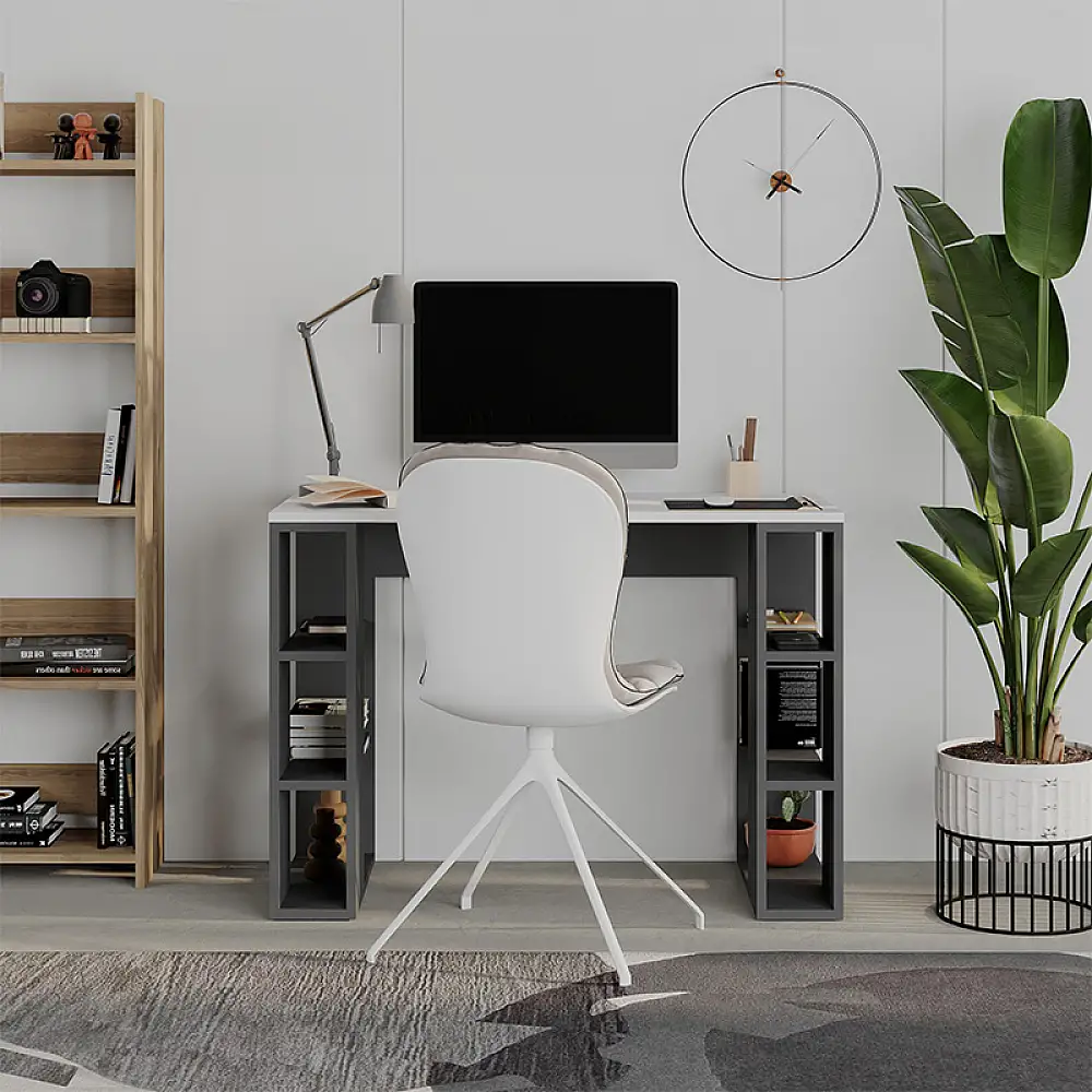 Γραφείο εργασίας Colmar Megapap χρώμα ανθρακί - λευκό 106x50x75εκ. | GP037-0289,1