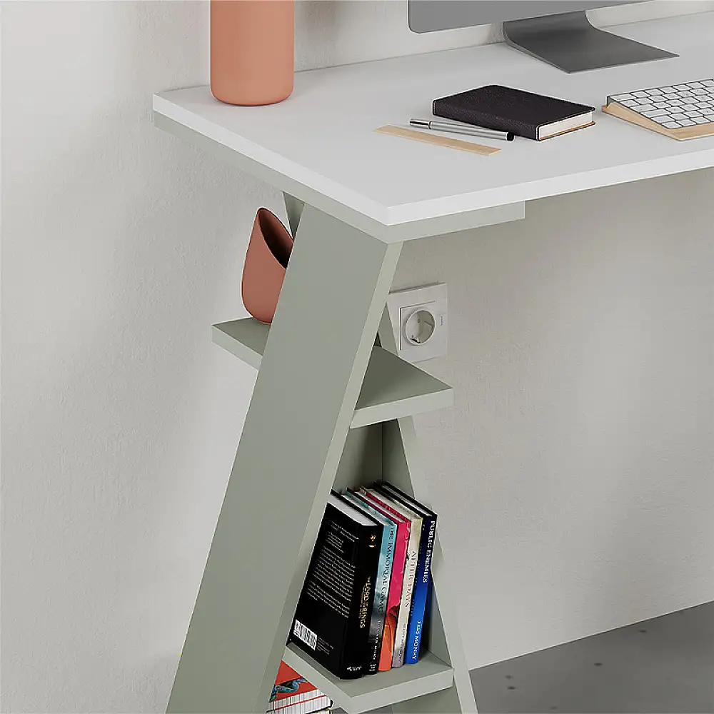 Γραφείο εργασίας Papillon Megapap χρώμα ash green - λευκό 106x50x75εκ | GP037-0290,2