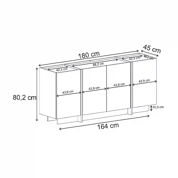 Μπουφές Dorma Megapap χρώμα travertine 180x45x80,2εκ. | GP037-0293,2