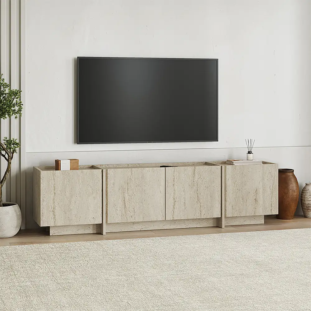 Έπιπλο τηλεόρασης Lowen Megapap χρώμα travertine 180x35x46,2εκ. | GP037-0294,2