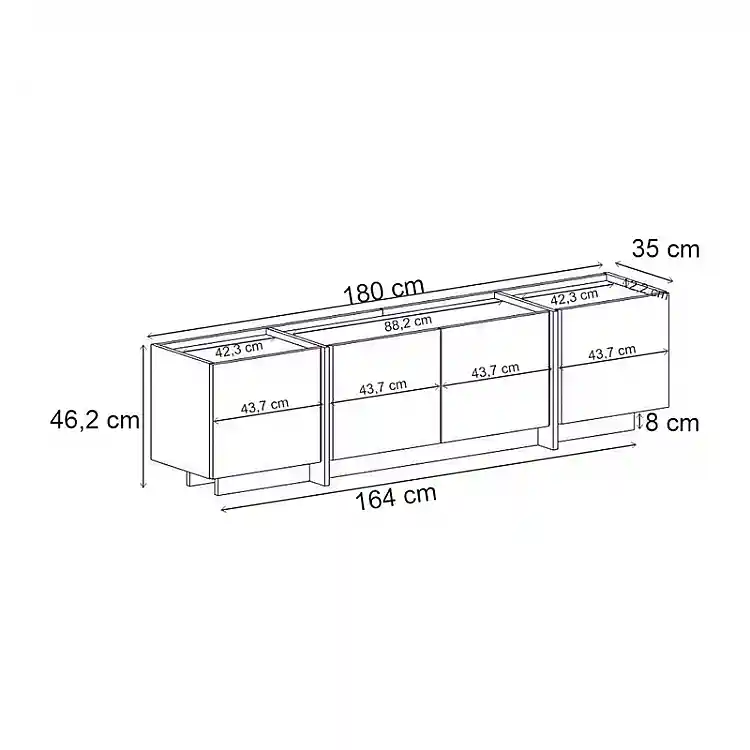 Έπιπλο τηλεόρασης Lowen Megapap χρώμα travertine 180x35x46,2εκ. | GP037-0294,2