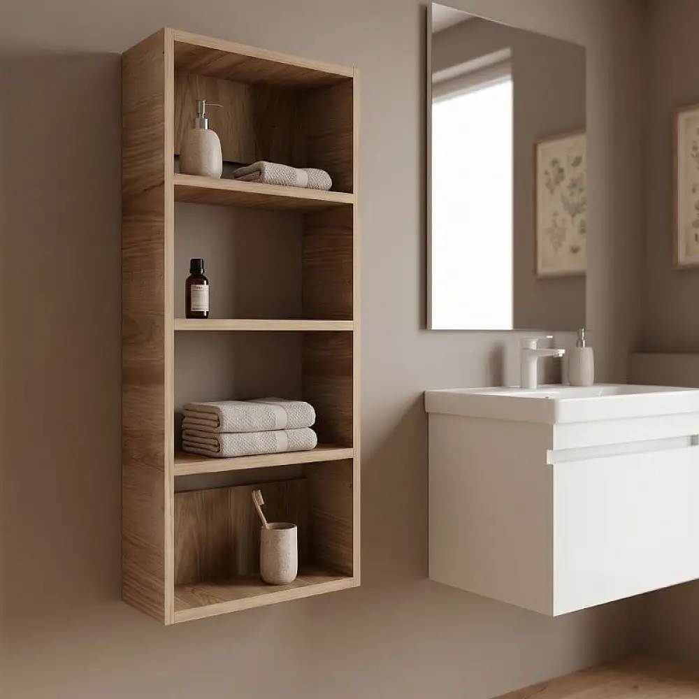 Ραφιέρα τοίχου Rafina Megapap χρώμα καρυδί Ud 40x15x90εκ. | GP037-0296,1