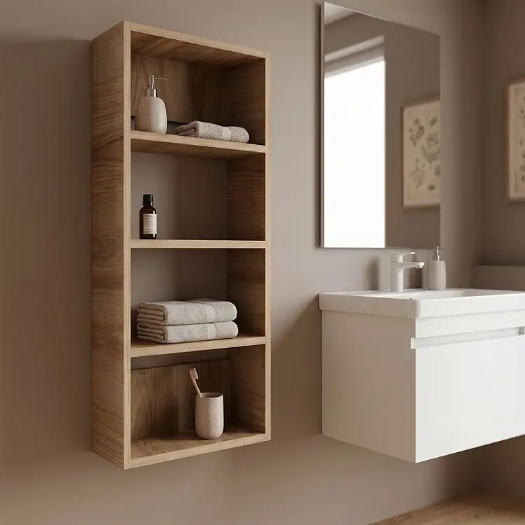 Ραφιέρα τοίχου Rafina Megapap χρώμα καρυδί Ud 40x15x90εκ. | GP037-0296,1