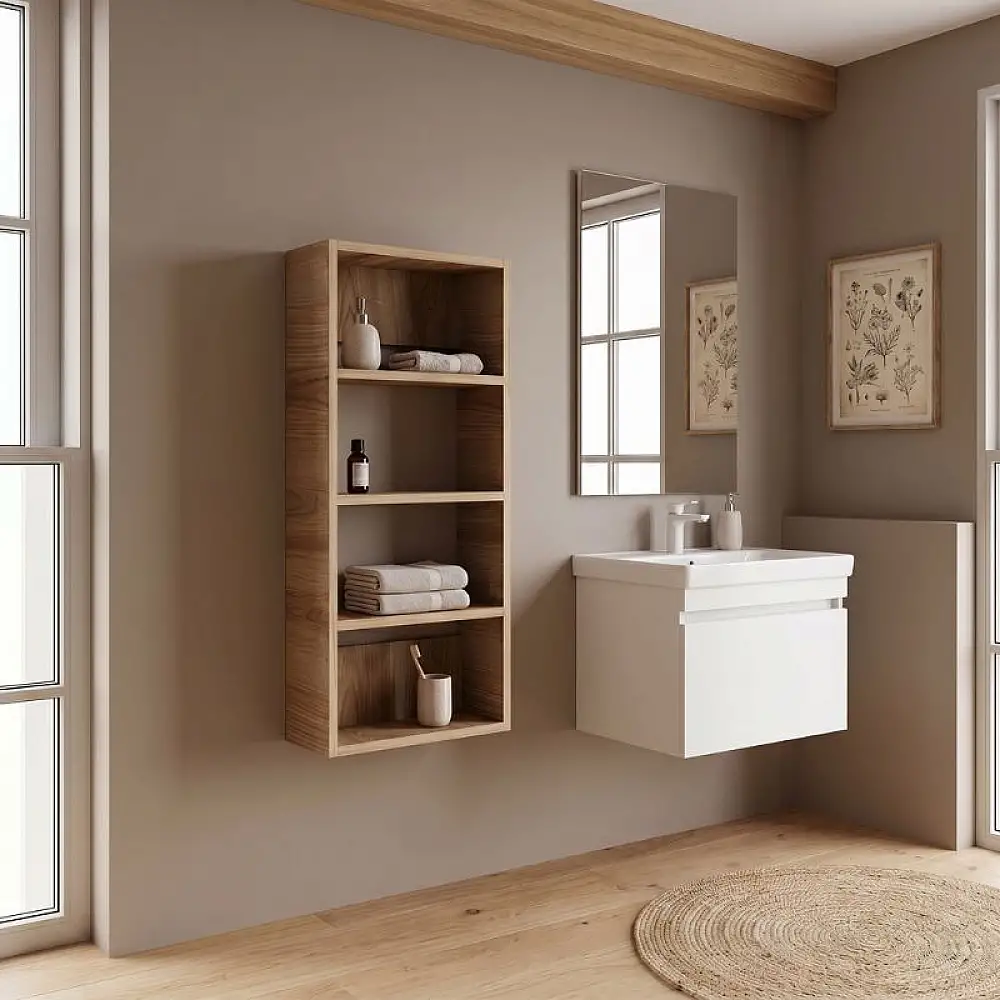 Ραφιέρα τοίχου Rafina Megapap χρώμα καρυδί Ud 40x15x90εκ. | GP037-0296,1