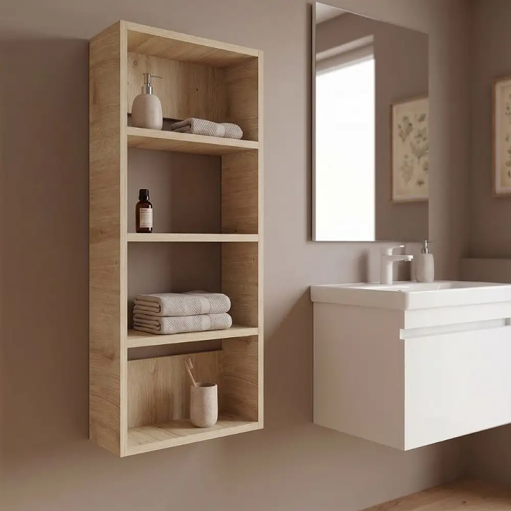 Ραφιέρα τοίχου Rafina Megapap χρώμα sapphire oak 40x15x90εκ. | GP037-0296,2