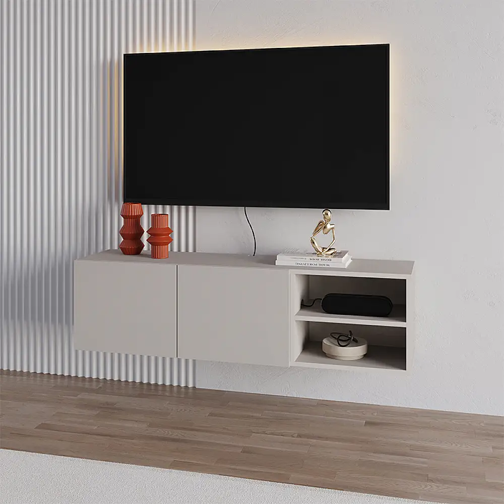 Έπιπλο τηλεόρασης επιτοίχιο Conrad Megapap χρώμα sandstone 140x35x38εκ. | GP037-0297,1