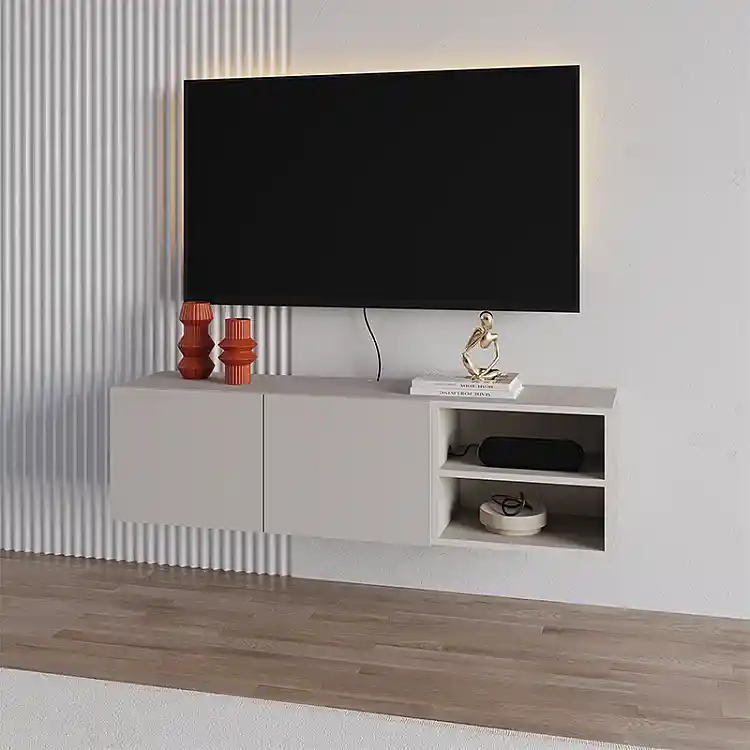 Έπιπλο τηλεόρασης επιτοίχιο Conrad Megapap χρώμα sandstone 140x35x38εκ. | GP037-0297,1