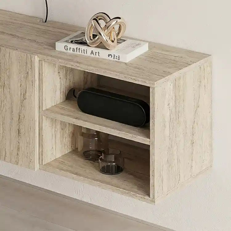 Έπιπλο τηλεόρασης επιτοίχιο Conrad Megapap χρώμα travertine 140x35x38εκ. | GP037-0297,2