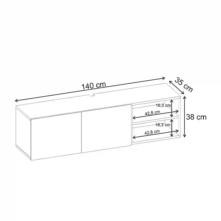 Έπιπλο τηλεόρασης επιτοίχιο Conrad Megapap χρώμα travertine 140x35x38εκ. | GP037-0297,2