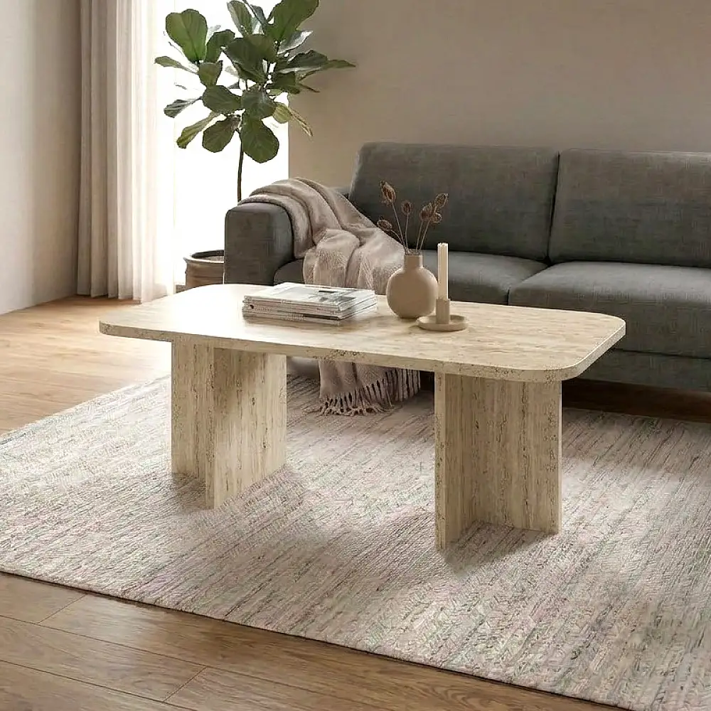 Τραπεζάκι σαλονιού Hillary Megapap χρώμα travertine 100x60x41,8εκ. | GP037-0301,1