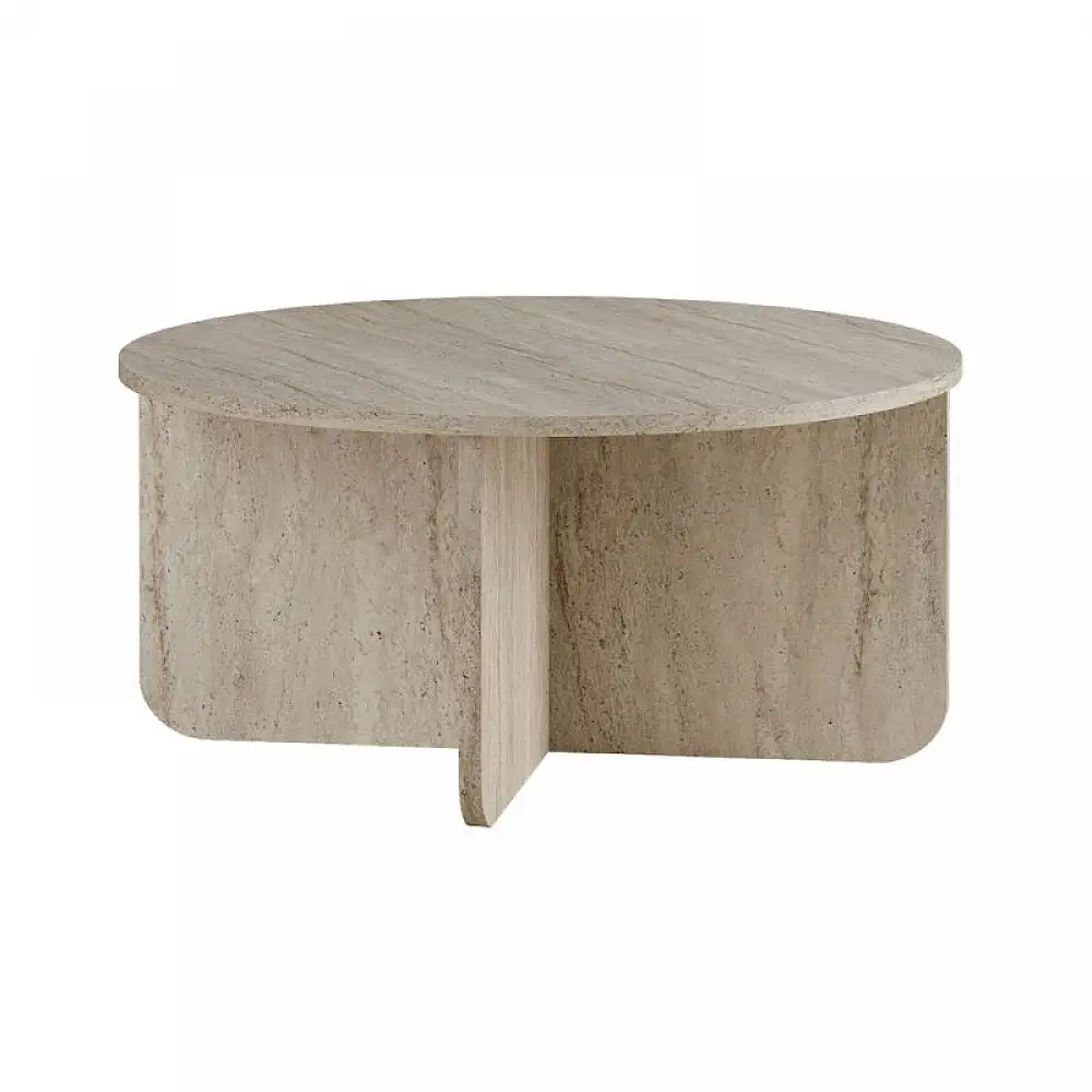 Τραπεζάκι σαλονιού Hillary Megapap χρώμα travertine Ø80x38εκ. | GP037-0302,1