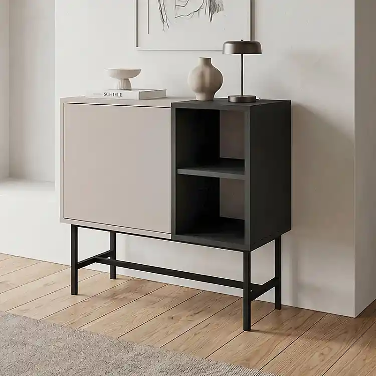 Μπουφές Mona Megapap χρώμα sandstone - black wood 81x40x80εκ. | GP037-0309,1