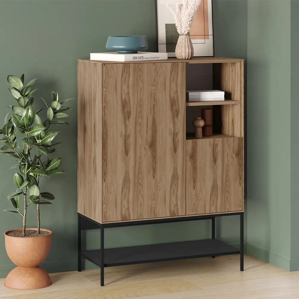 Μπουφές Amira Megapap χρώμα καρυδί Ud - black wood 90x40x125εκ. | GP037-0317,1
