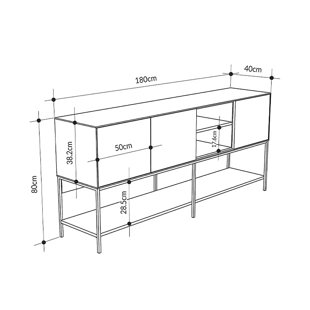 Μπουφές Amira Megapap χρώμα καρυδί Ud - black wood 180x40x80εκ. | GP037-0318,1