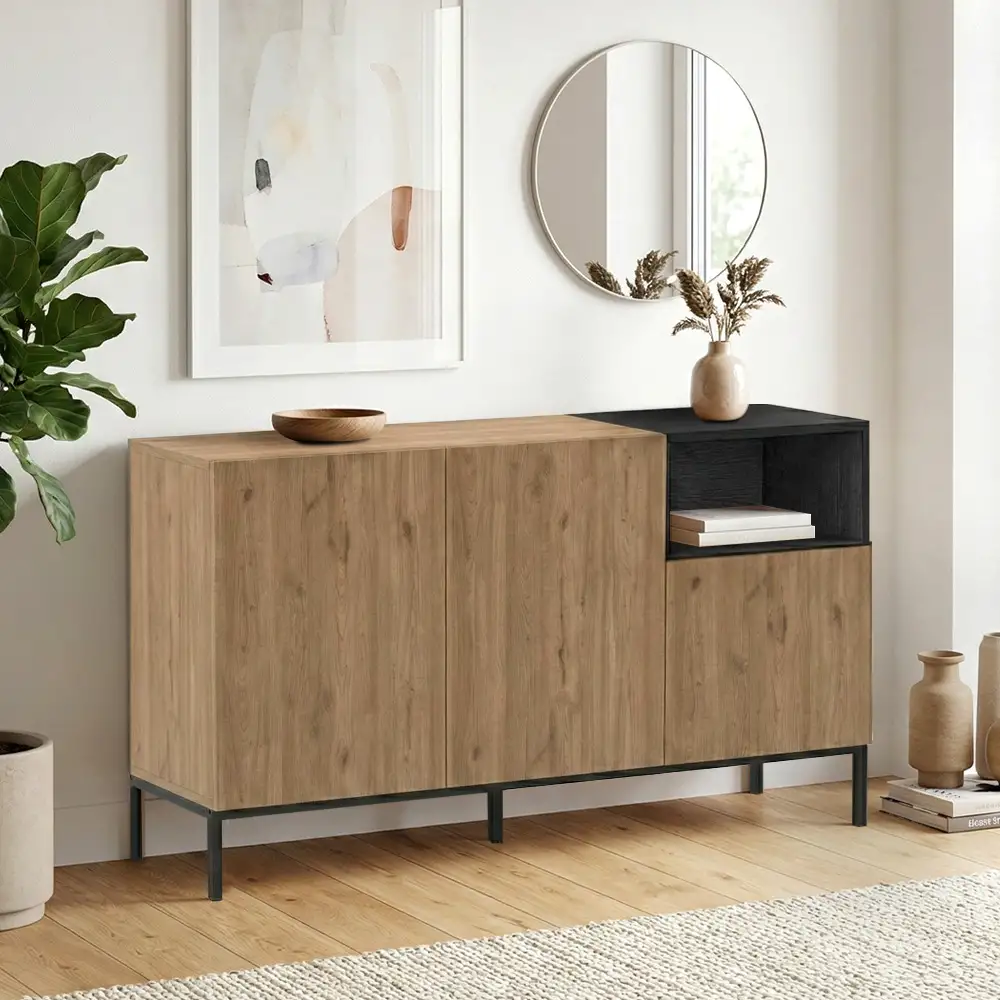 Μπουφές Cailin Megapap χρώμα sepet oak - black wood 140x41,8x80εκ. | GP037-0326,1
