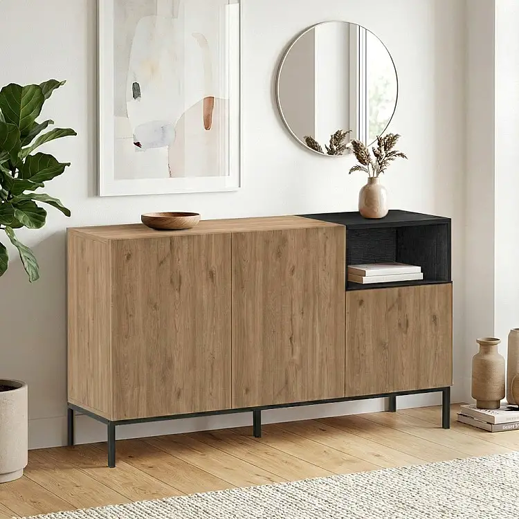 Μπουφές Cailin Megapap χρώμα sepet oak - black wood 140x41,8x80εκ. | GP037-0326,1