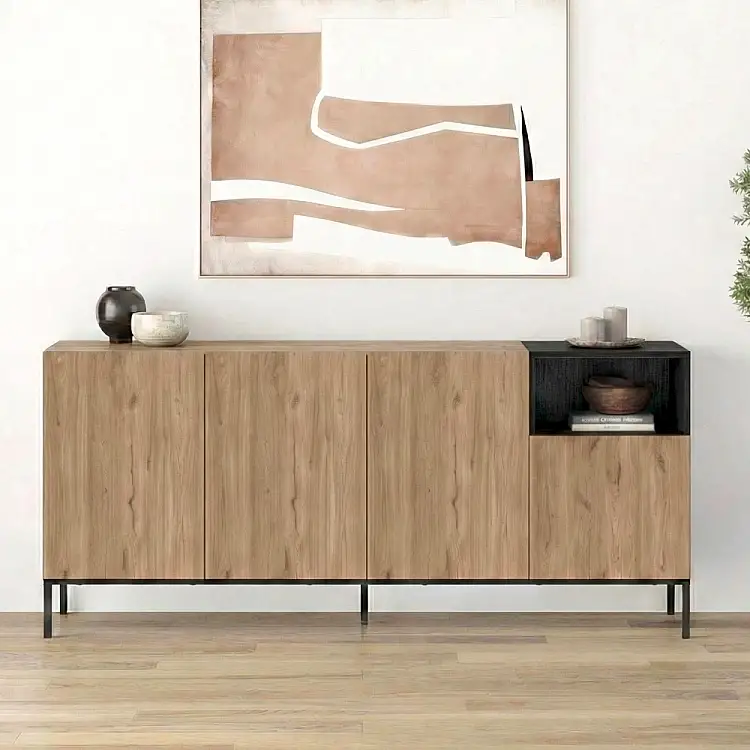 Μπουφές Cailin Megapap χρώμα sepet oak - black wood 180x41,8x80εκ. | GP037-0327,1
