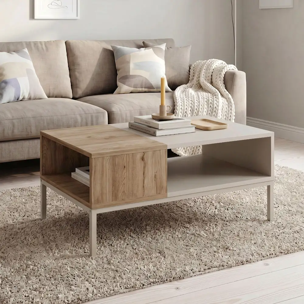 Τραπεζάκι σαλονιού Cailin Megapap χρώμα sandstone - sepet oak 90x56x40,6εκ. | GP037-0328,2